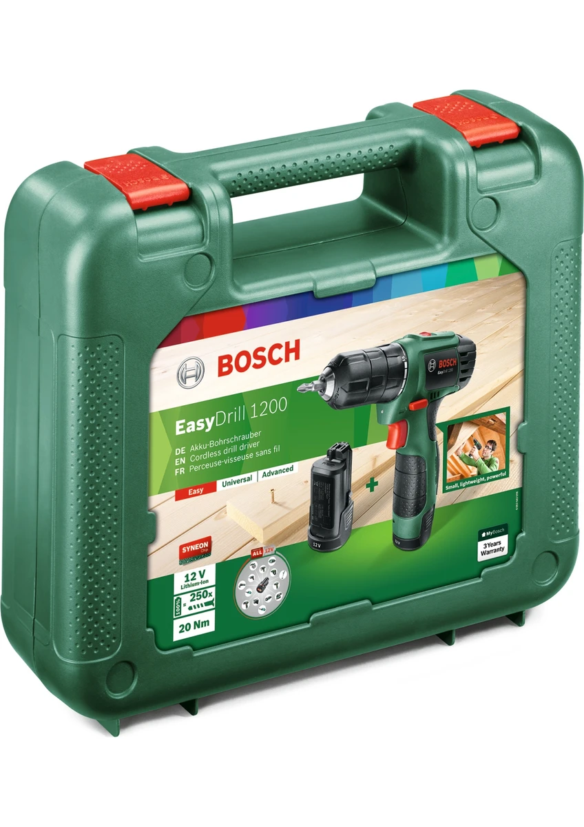 Bosch EasyDrill 1200 Akülü Vidalama 1,5 Ah Çift Akü ile Darbesiz Kullanım ve Yüksek Performans