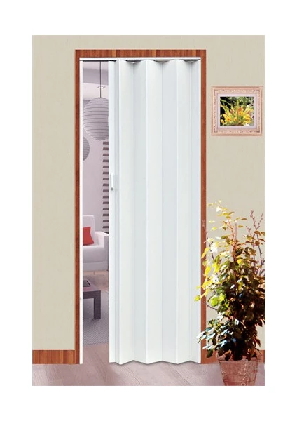 Beyaz Akordiyon Kapı 85x203 cm PVC Materyal ile Dar Alanlar için Pratik Çözüm