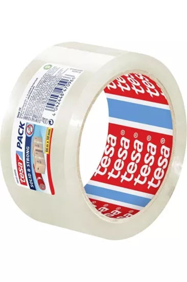 Tesa Pack Solid - Strong Sessiz Açılan Koli Bandı 50mm X 66 Mt Şeffaf