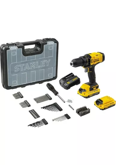 Stanley SCD700D2KA 18V 2AH V20 Çift Akü Darbesiz MATKAP+100 Aksesuar 